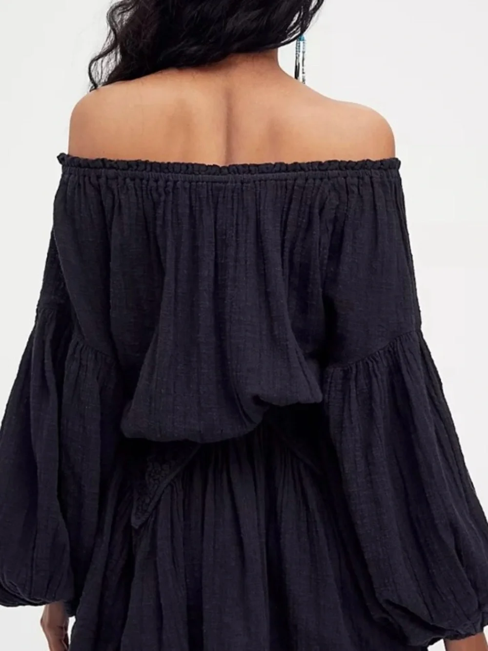 Free People Black Off-Shoulder Mini Dress
